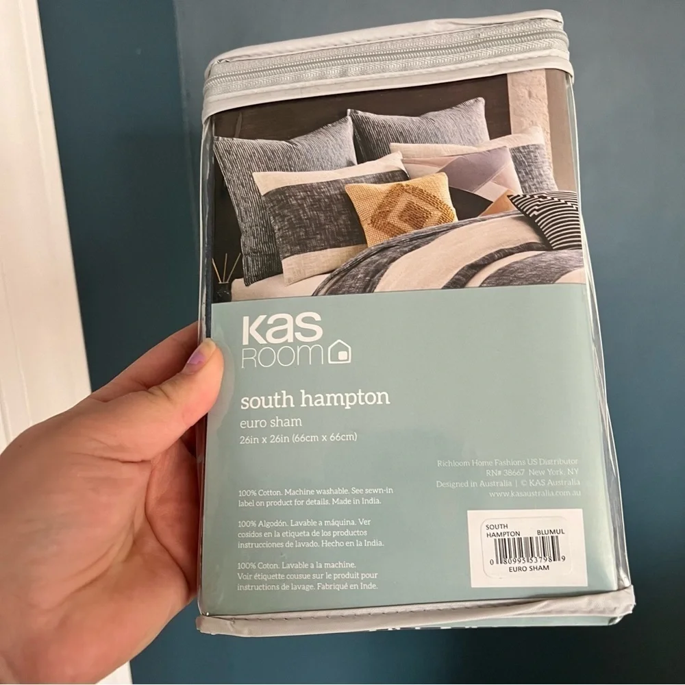 Kas Room Blue and White Striped South Hampton Collection Euro Sham 26” x 26”